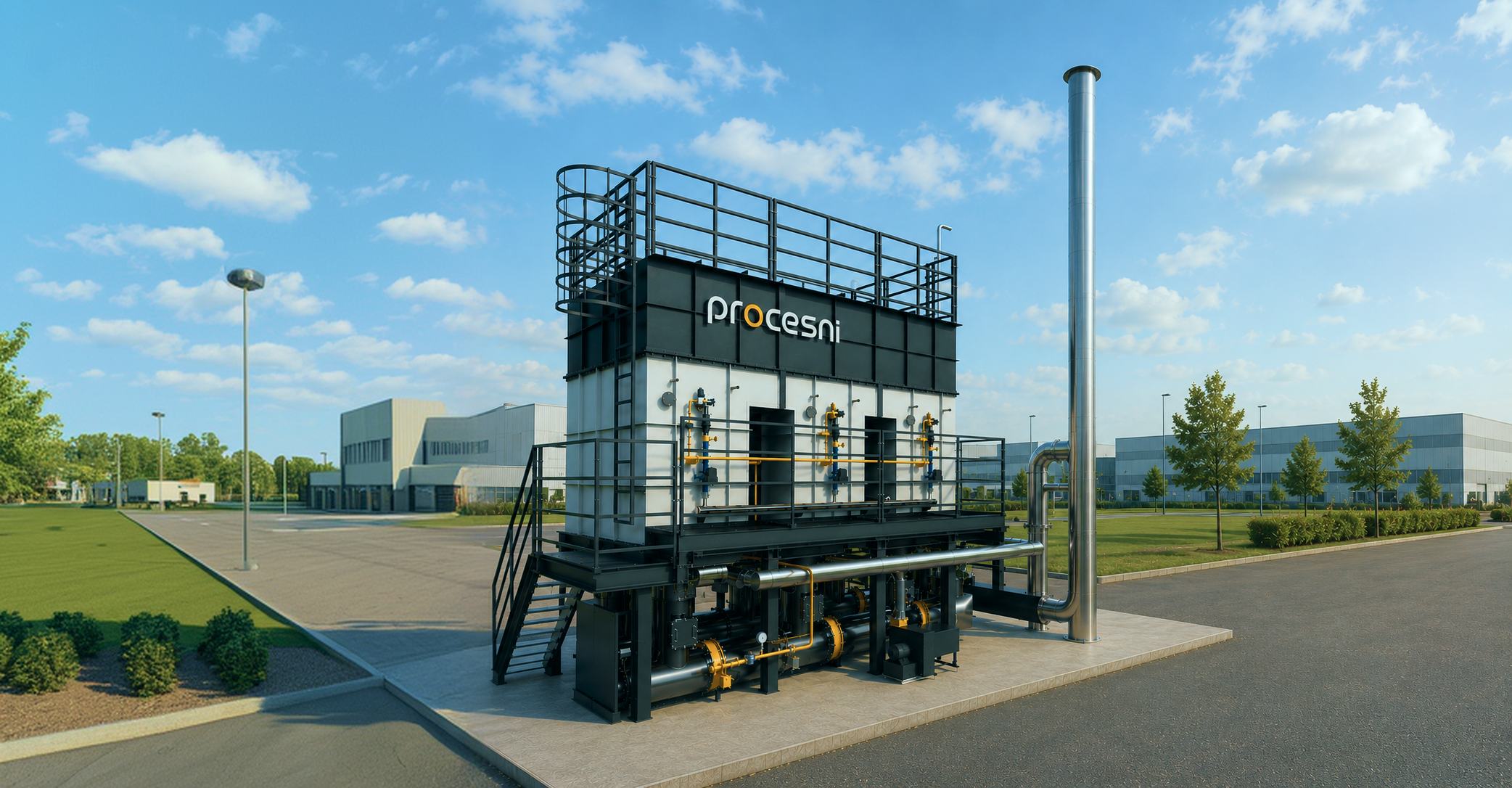 Industrial process system with pipework and thermal equipment